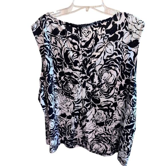 MSK Women's 2 Piece Tank Jacket Black White Floral Sequin Beaded Plus Sz. 3X - Picture 9 of 14